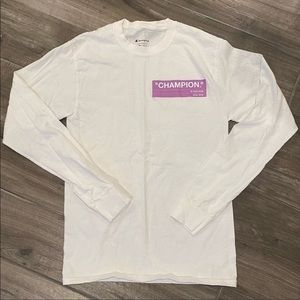 Champion White Crewneck Long Sleeve Tee
